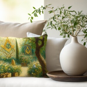 Natural Beauty Masonic Emblem Pillow - Freemason Design | Decorative Indoor Cushion with Concealed Zipper