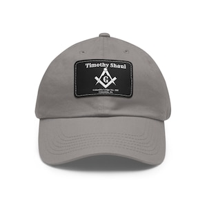 Personalized Masonic Dad Hat | Custom Leather Patch Freemason Hat | Masonic Square and Compass Gift for Him