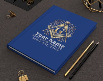 Custom Masonic Hardback Journal | Personalized Matte Hardcover Notebook | Initiation Gift for Masons