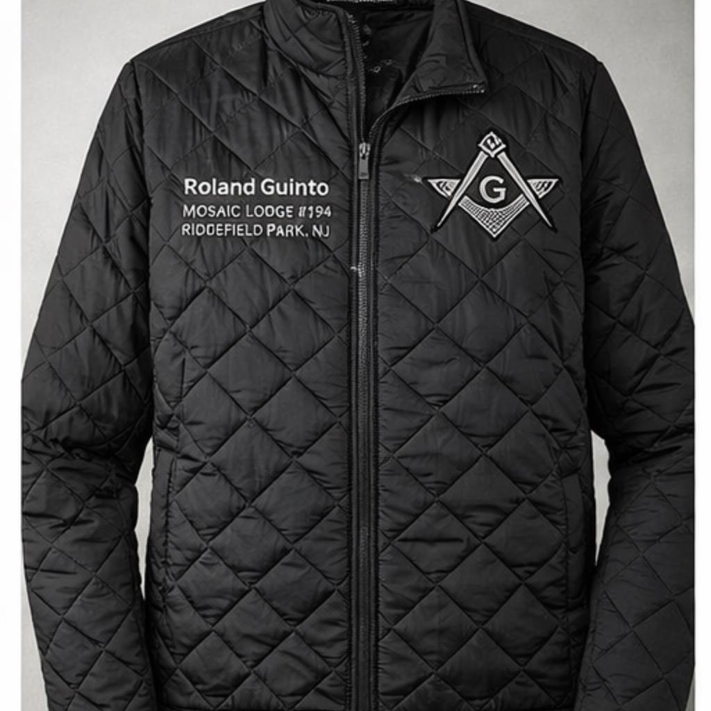 コンパス Personalized Masonic Quilted Jacket Embroidered Square and Compass