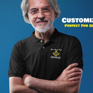 Custom EMBROIDERED Masonic Polo Shirt with Embroidered Emblem - Personalized Freemason Lodge Apparel, Ancient Free & Accepted