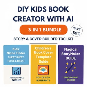 DIY Kids Book Creator with AI | Story & Cover Builder Toolkit (3 Digital Guides)