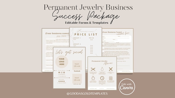 Permanent Jewelry Intake Forms, Permanent Jewelry Waiver, Consent Forms, Edit in Canva, Printable Forms, Small Business Templates
