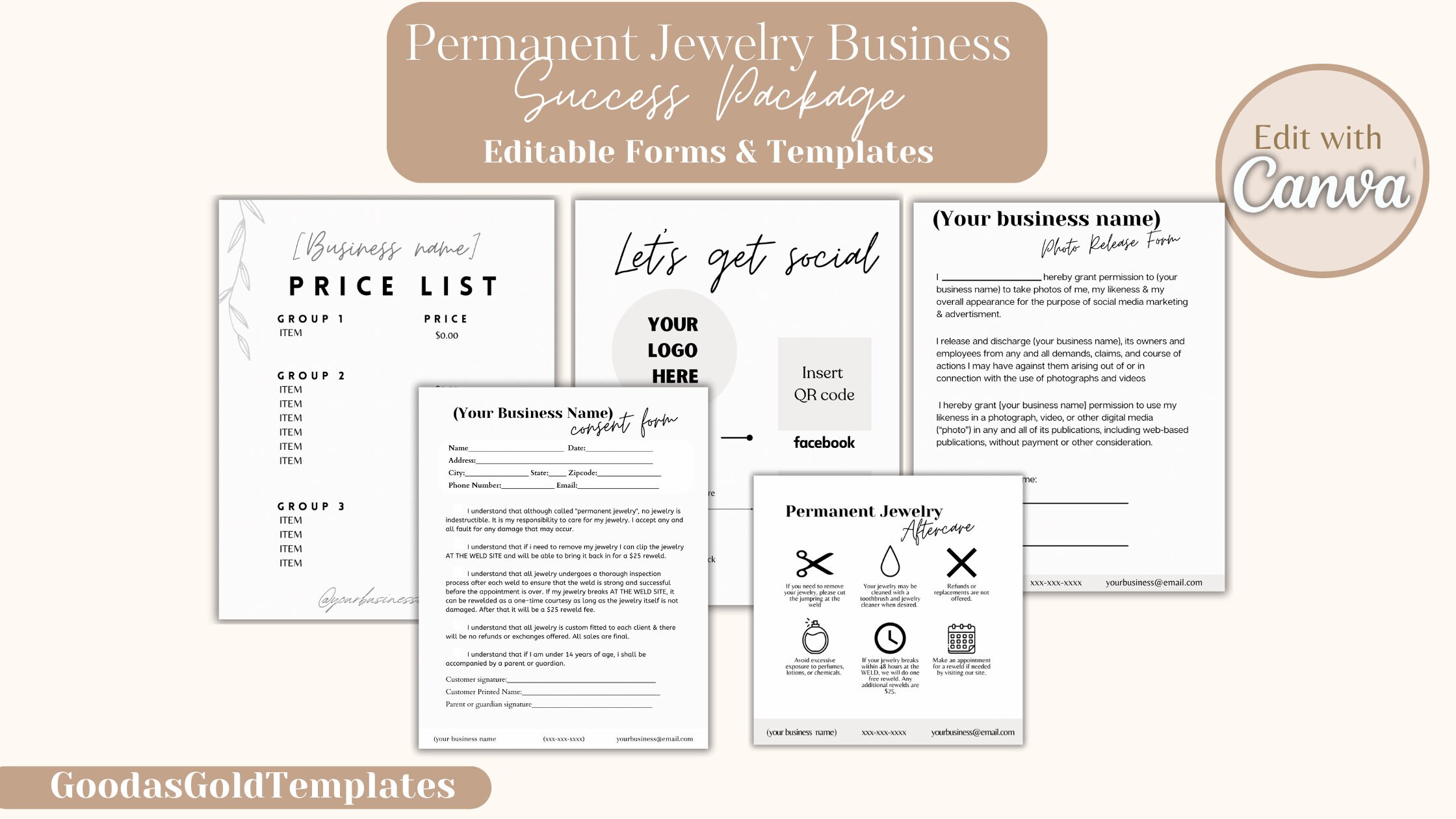 Permanent Jewelry Consent Forms Waiver Permanent Jewelry Etsy