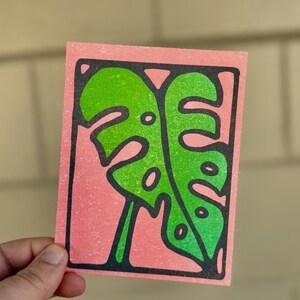 Monstera Folha Verde Planta Cartão Para Presentes Exclusivos Em Branco Dentro Do Cartão Da Planta Presente Para Ocasião Especial Cartão De Aniversário Abstrato Monstera Folha