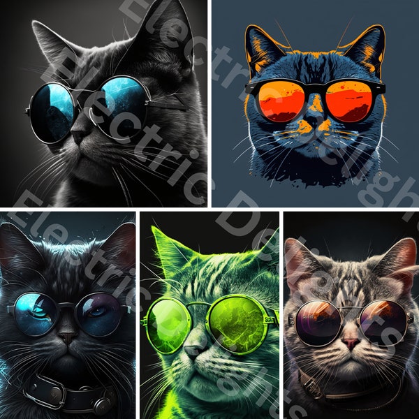 Cat With Sunglasses Digital Art Pictures (21 images), PNG, Commercial Use