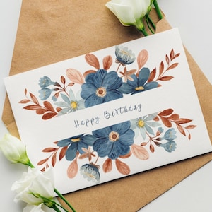 Druckbare Happy Birthday Karte Druckbare Trendy Geburtstagskarte Für Sie Floral Geburtstagskarte Druckbare Karte