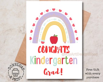 Carte de remise des diplômes de la maternelle à imprimer Carte de remise des diplômes des enfants mignons à imprimer, cadeau de la maternelle pour les diplômés de la promotion 2024, téléchargement immédiat