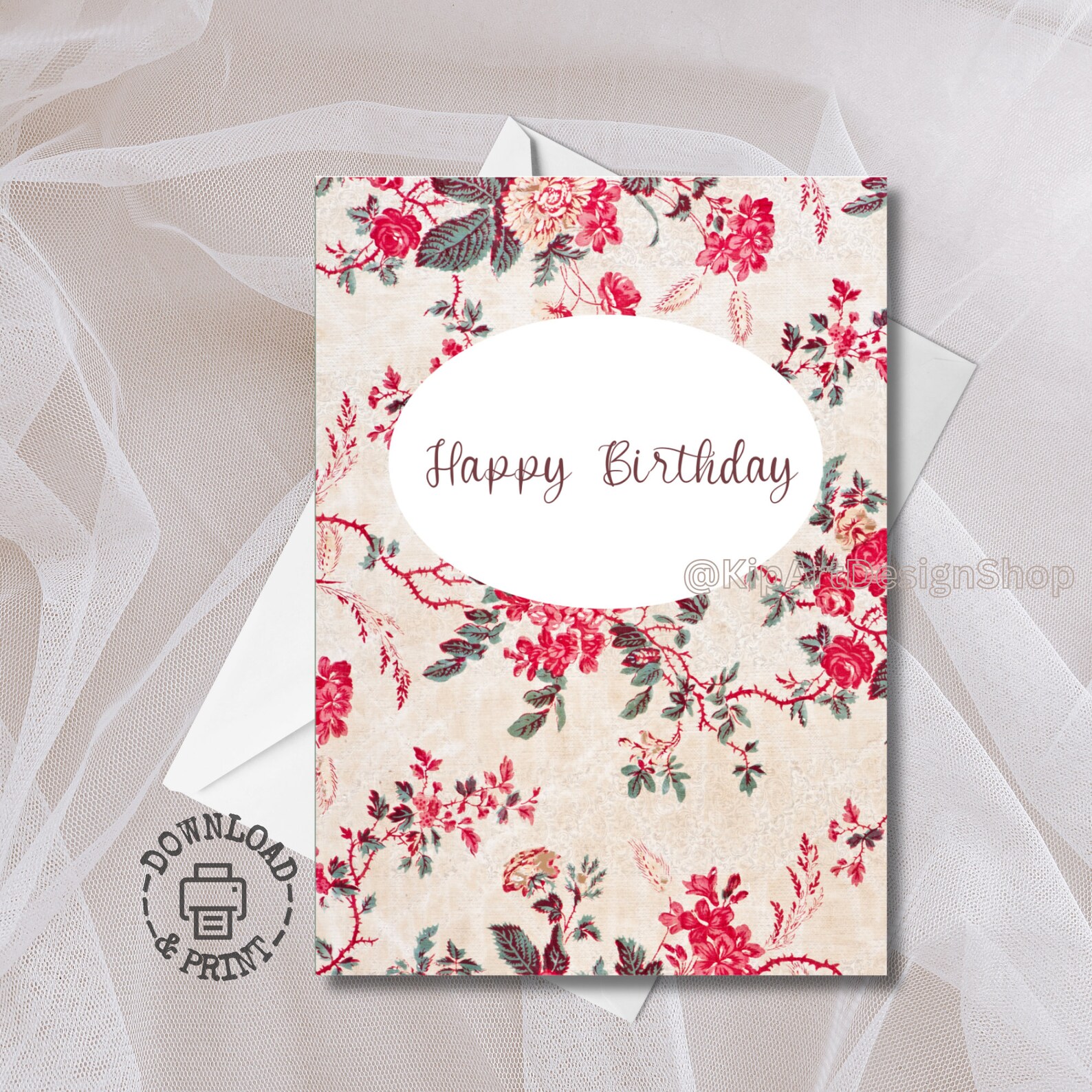 Printable Happy Birthday Card Printable Flower Birthday Card Boho ...