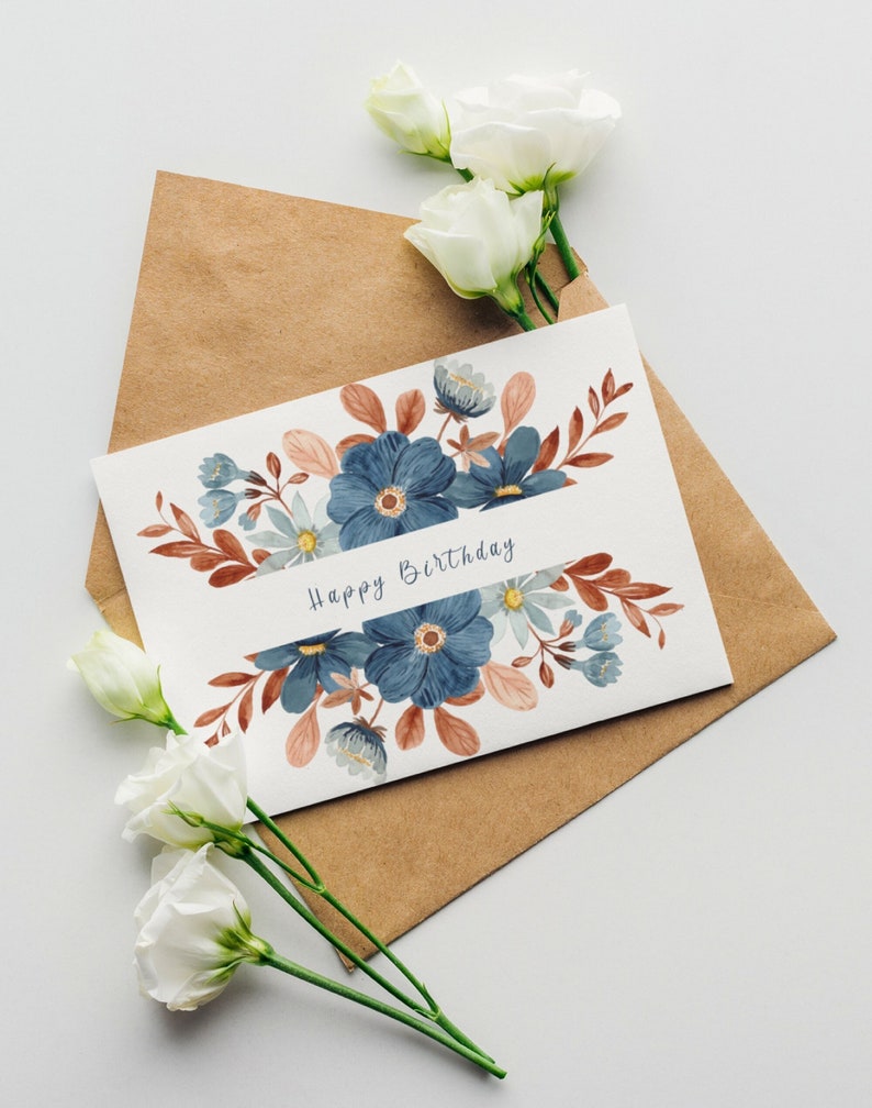 Carte Joyeux Anniversaire A Imprimer Carte Anniversaire Tendance A Imprimer Pour Elle Carte Anniversaire Florale Carte A Imprimer image 1