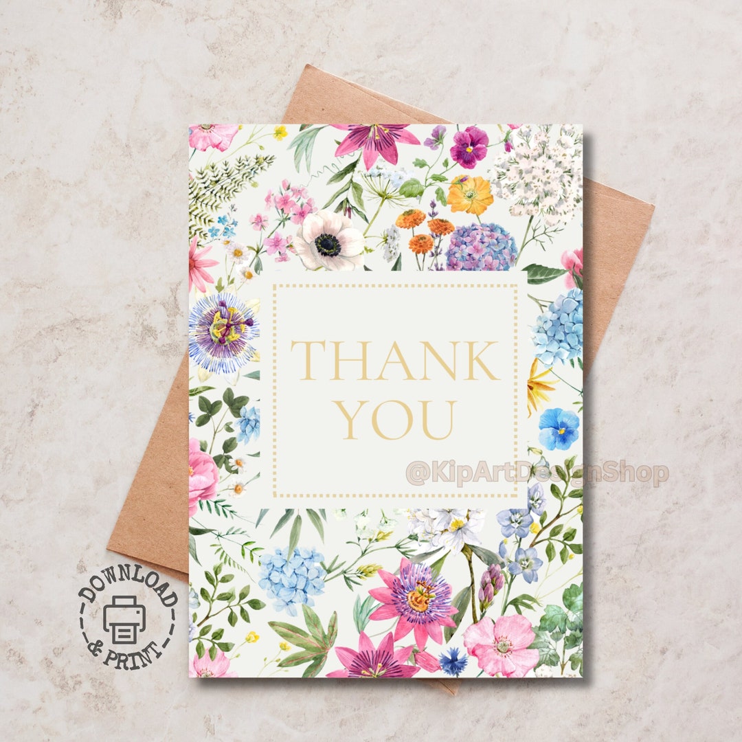 Printable Thank You Card Printable Greeting Card for Friend Thanks Card ...