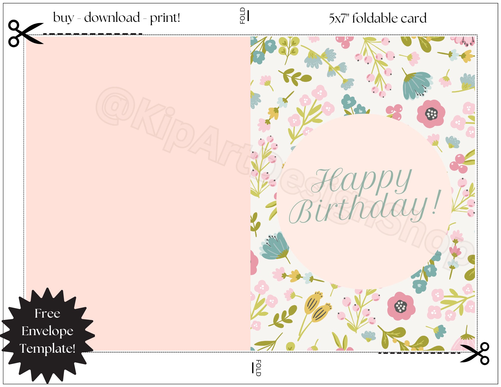 Printable Happy Birthday Card Printable Flower Birthday Card Boho