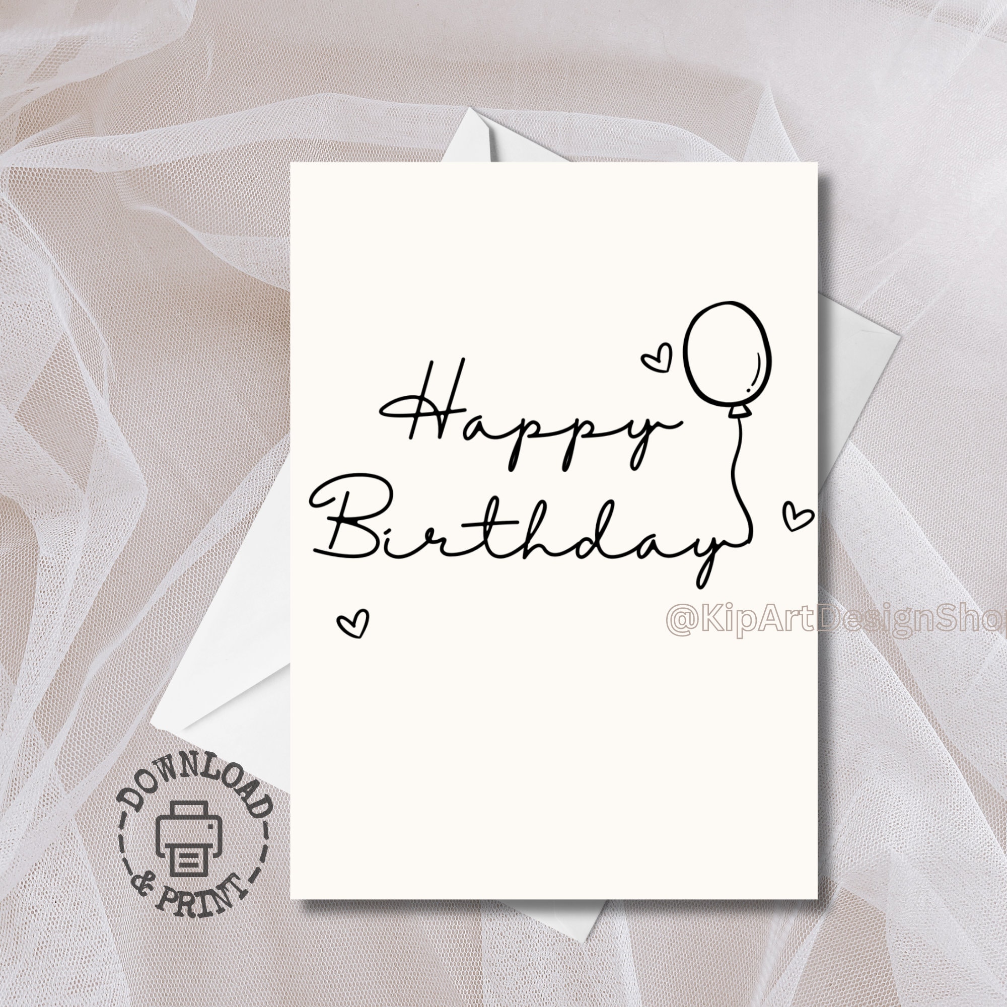Printable Happy Birthday Card Printable Minimalist Birthday Card Trendy ...