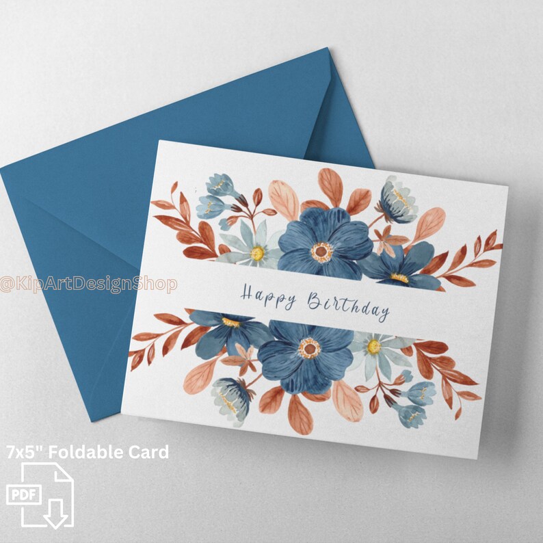 Carte Joyeux Anniversaire A Imprimer Carte Anniversaire Tendance A Imprimer Pour Elle Carte Anniversaire Florale Carte A Imprimer image 2