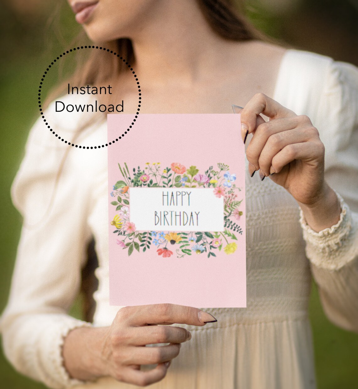 Printable Happy Birthday Card Printable Flower Birthday Card Boho ...