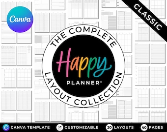 Happy Planner COLLECTION DE MISE EN PAGE COMPLÈTE Modèle Canva de taille classique