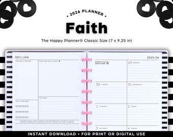 2026 Horizontal Planner • the Happy Planner® Classic Size • Instant