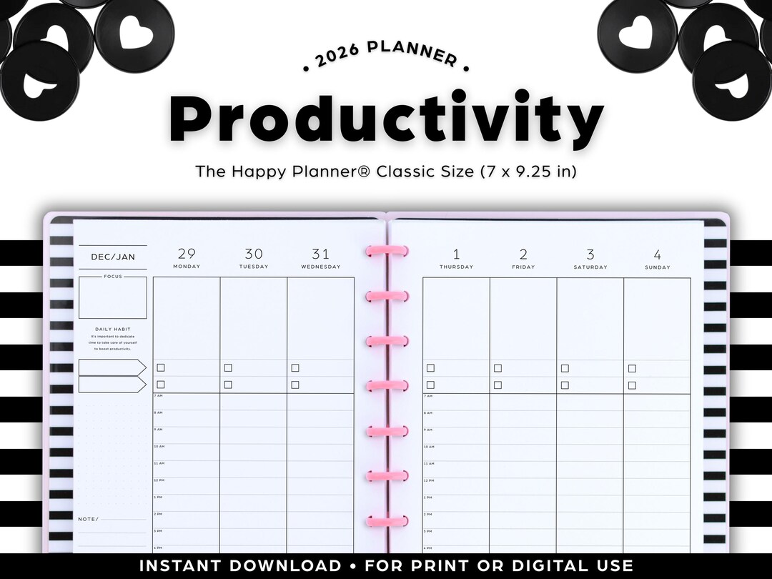 2026 Productivity Planner • the Happy Planner® Classic Size • Instant