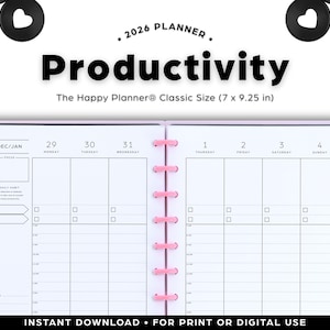 2026 Productivity Planner • the Happy Planner® Classic Size • Instant