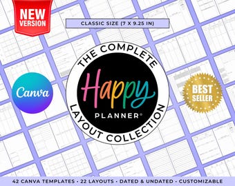 The Happy Planner® COMPLETE LAYOUT COLLECTION 'Classic (7 x 9.25 in)' Canva Template Bundle