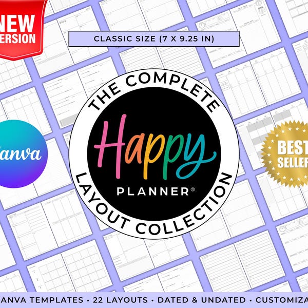 Colección completa de plantillas Canva Happy Planner® 'Clásico (7 x 9,25 pulgadas)'
