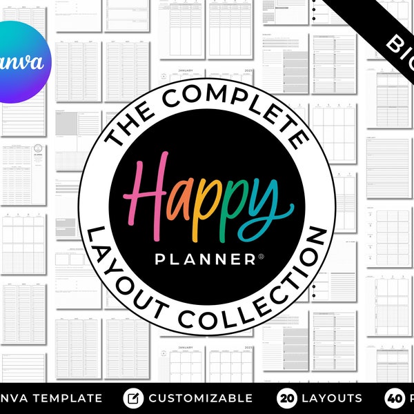 Happy Planner COMPLETE LAYOUT COLLECTION Big Size Canva Template