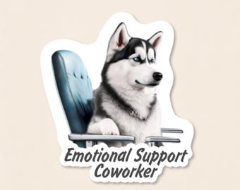 Office Husky Sticker, Funny Husky Mom Gift, Siberian Sled Dog Decal for Kindle Laptop and Reusable Water Bottle