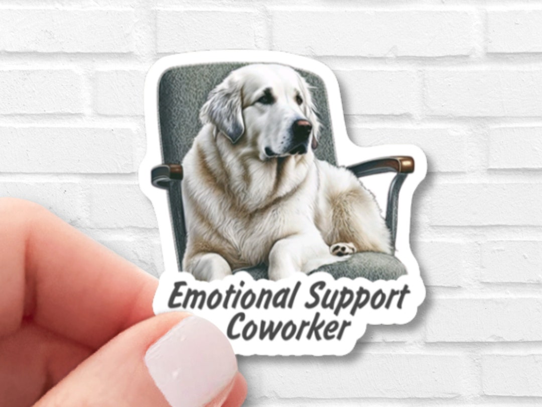 Emotional Support Coworker Great Pyrenees Dog Sticker Vinyl Waterproof