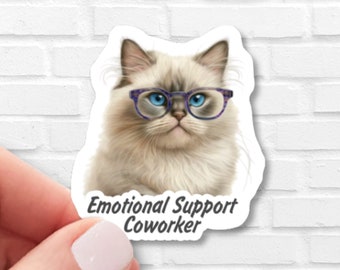 Office Ragdoll Sticker, Funny Floppy Cat Gift, Ragdoll Mom Decal for Kindle Cubicle Laptop and Water Bottle