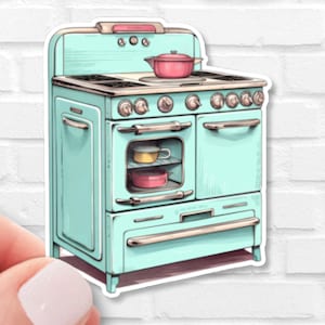 Retro Oven Range Kitchen Sticker | Waterproof Vinyl | Cottagecore | Kindle Sticker | Gift for Vintage Lovers