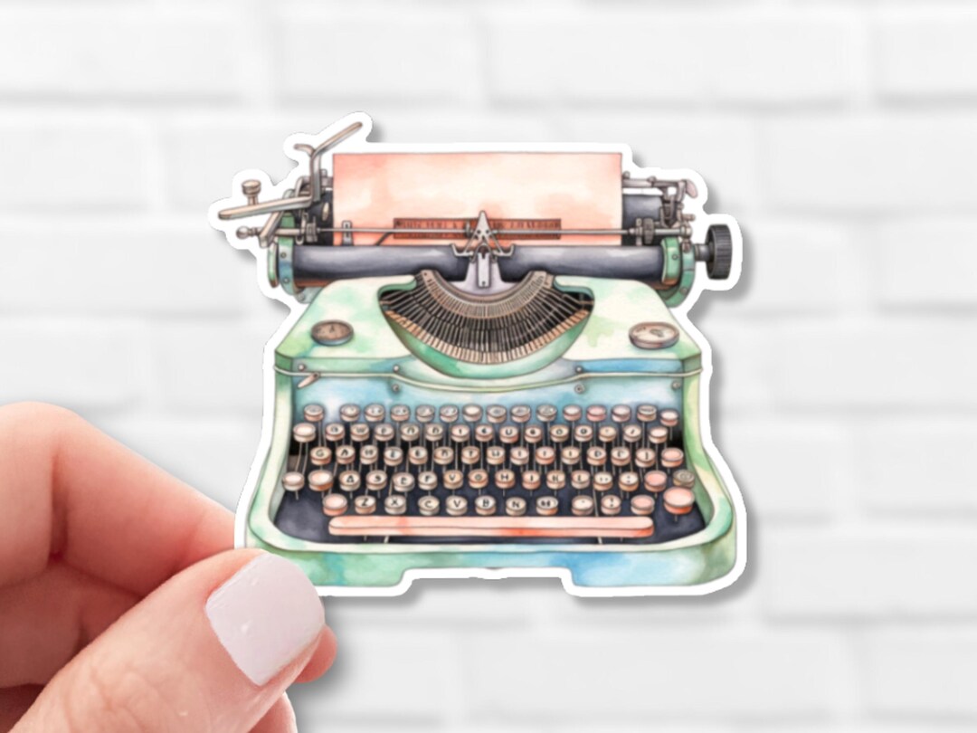 Retro Typewriter Sticker, Writer Gift Decal for Kindle, Vintage Author ...