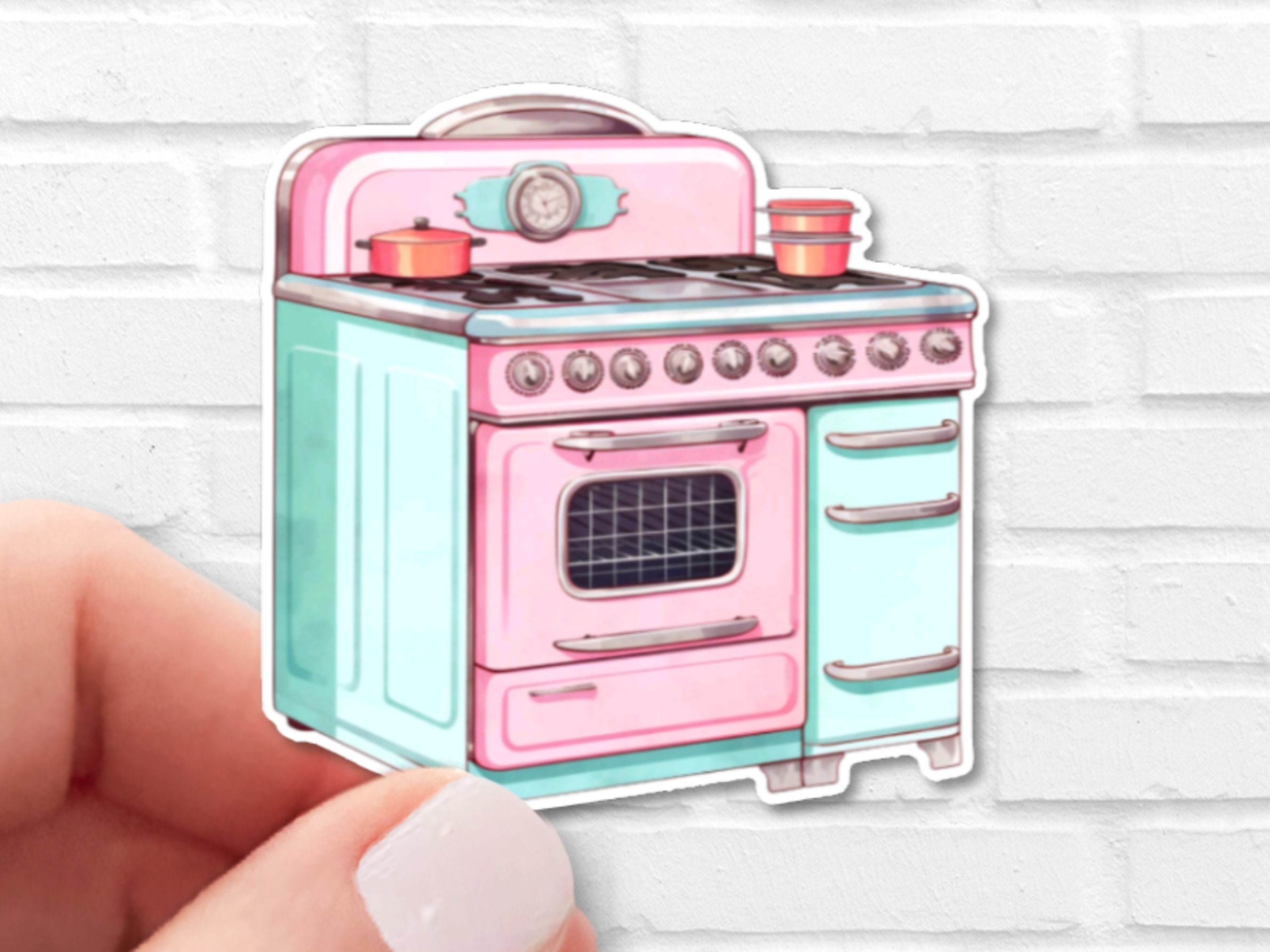 Vintage Pink Kitchen Items Art Sticker Set, Scrapbooking, Baking, Serving  Ware, Bowl, Pink Stove, Retro Kitchen, Cook, Pink Fridge