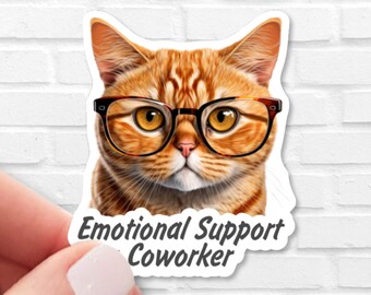 Office Orange Tabby Sticker, Funny Ginger Cat Gift, Orange Cat Mom Decal for Kindle Cubicle Laptop and Tumbler