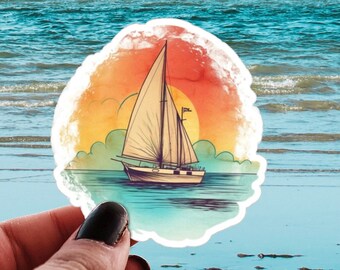 Sailor Sail Boat Sailing Vinyl Decal – For Water Bottle, Laptop, Tumbler