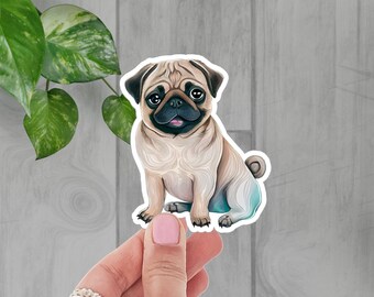 Pug Sticker, Dog Sticker, Watercolor Pug, Pug Decal, Pug Lover, Animal Sticker, Animal Decal, Tumbler Sticker, Pug Mom Gift, Pug Lover Gift