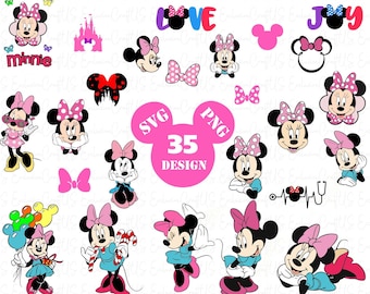 Bundle Minnie Mouse svg, Minnie Mouse Birthday, Princess svg, Mickey Mouse clubhouse, Minnie head svg, shirt svg, Tumbler svg, Png, Svg, Dxf