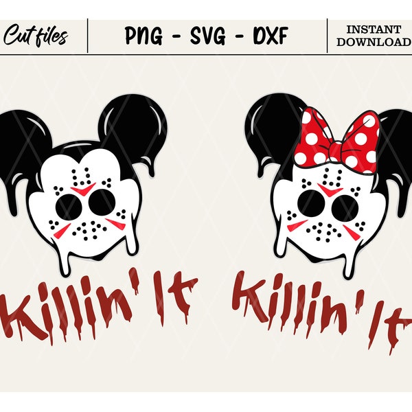 Bundle Halloween Killin' It svg, Hockey mask svg, Halloween svg, Jason Mouse Svg, Friday 13th svg, Mouse Head svg, Halloween Mask svg