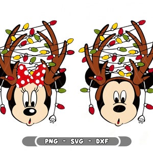 Christmas Mouse Couple Bundle SVG, Xmas Holiday Svg, Christmas Plaid Red Svg, Christmas Friend Svg, Christmas Reindeer Svg, Digital Download