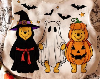 Retro Halloween Bear Png, Winnie The Pooh, Halloween Ghost Png, Halloween Costume Png, Fall Leaf Png, Autumn Vibes Png, Spooky Vibes Png