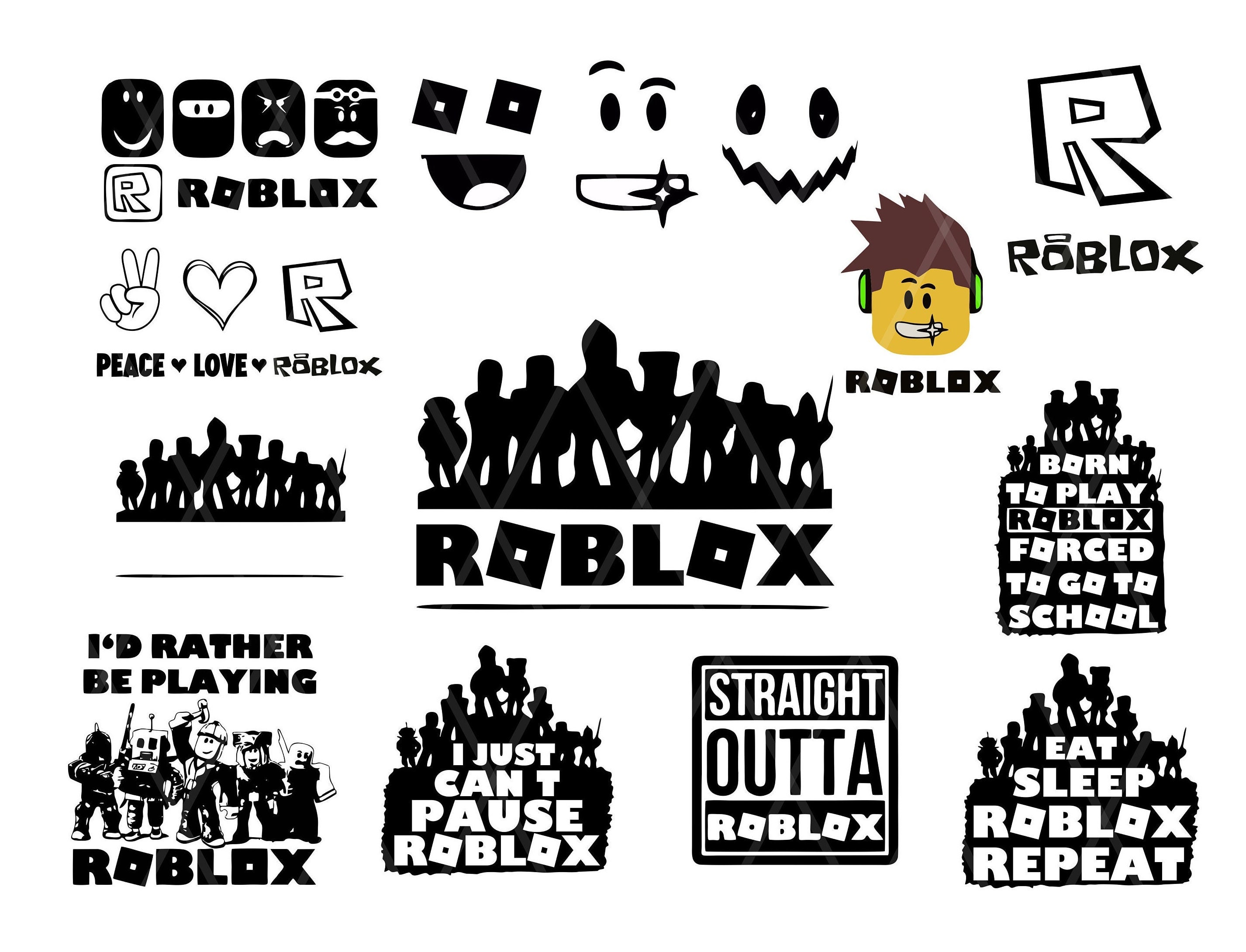 Roblox Logo Birthday Bundle SVG Silhouette, Roblox Svg
