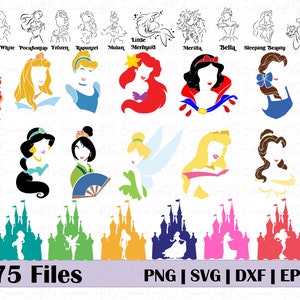 Disney princess Bundle outline svg, Brave Svg, Disney Princess png, Princess outline Svg, princess Birthday svg, Cricut, Princess Cricut,dxf