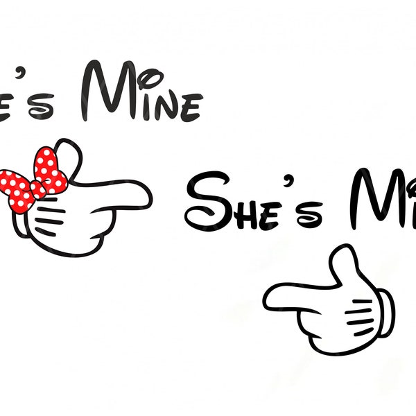 He Is Mine and She Is Mine SVG , Mouse Hands Svg , Best Day Ever Svg, Valentines Day Svg, Mouse Heart Svg, Instant Download, Png, Svg, Dxf