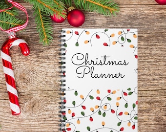 Cuaderno espiral con planificador navideño: líneas rayadas, diario festivo, cuaderno organizativo, regalo de Navidad, planificador festivo, papelería de invierno