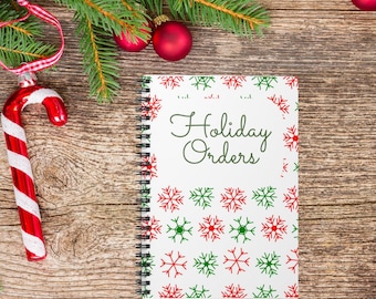 Cuaderno espiral para pedidos navideños: línea rayada, libro de pedidos de galletas, diario navideño, planificador de recetas festivas, libro de registro de repostería.