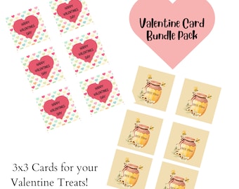 Valentine's Day, Printable Cards, 3x3 Cards, DIY Cards, Instant download, Love notes, PDF Printable, unique valentines, Mini greeting cards