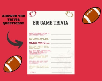 Big Game Trivia Challenge digital printable