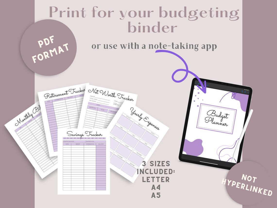 Budget Planner, Budget Binder, Printable Finance Tracker, PDF A4 A5