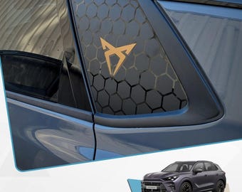 Juego de pegatinas con el logotipo de Cupra en cobre y diseño de panal para ventanas de mariposas Cupra Terramar