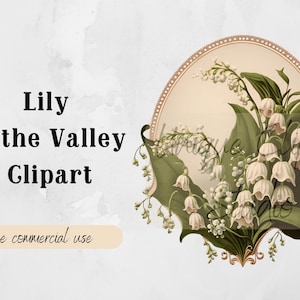 Vintage Lily of the Valley Clipart | PNG Instant Download Free Commercial Use - Perfect for Invitations, and much more