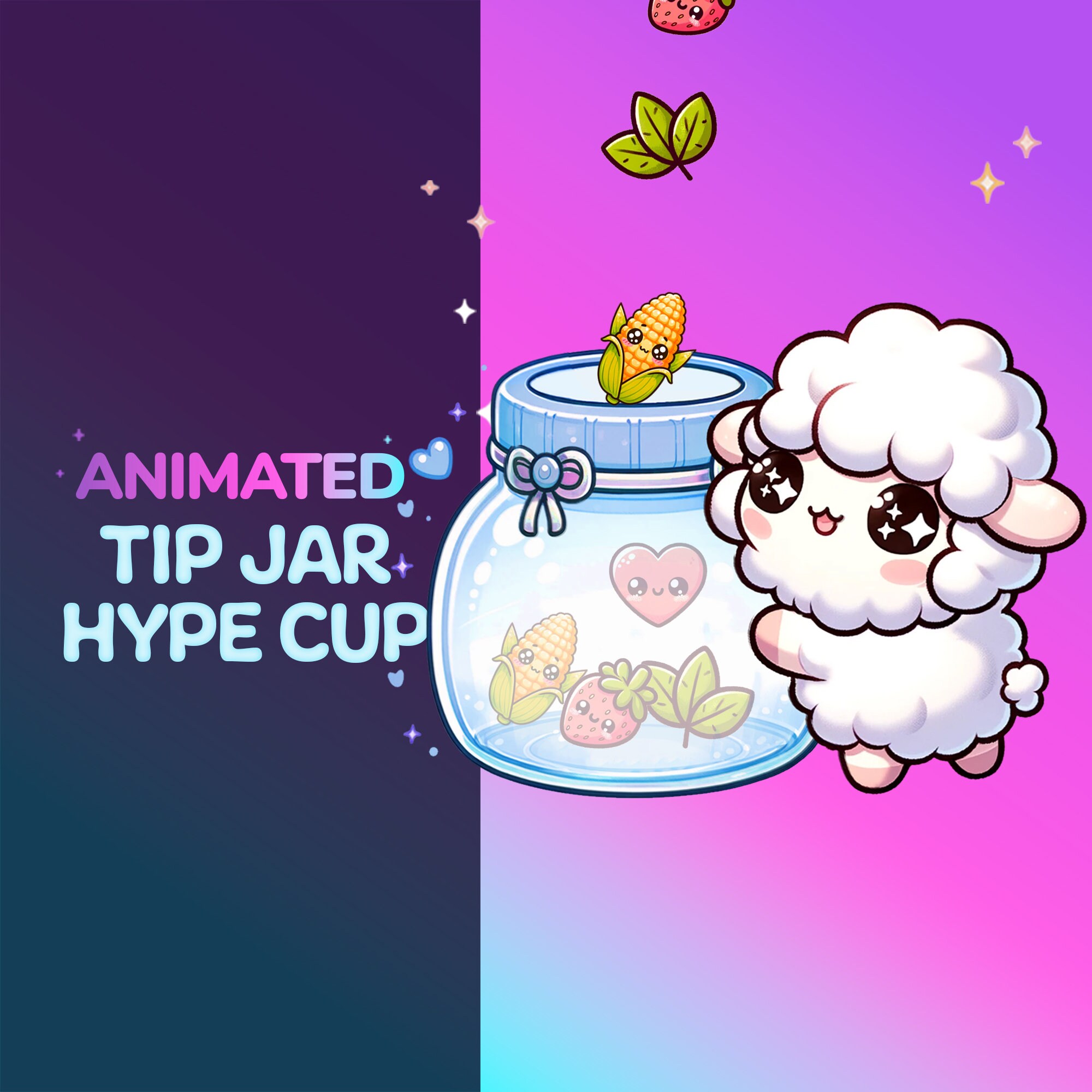 Taza de Hype animada / Tarro de propinas. Decoración para streams de Twitch y YouTube. Oveja kawaii adorable para Streamelements / Obs / StreamLabs. Fácil instalación.